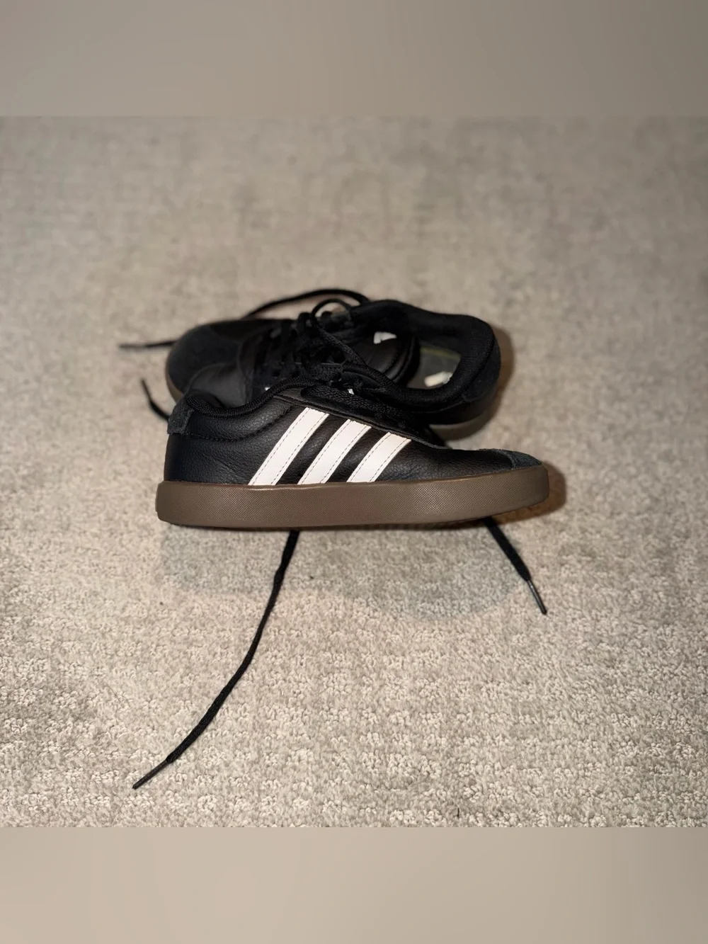Adidas VL Court 3.0 Kids Black White Gum Sole Sneakers Size 13